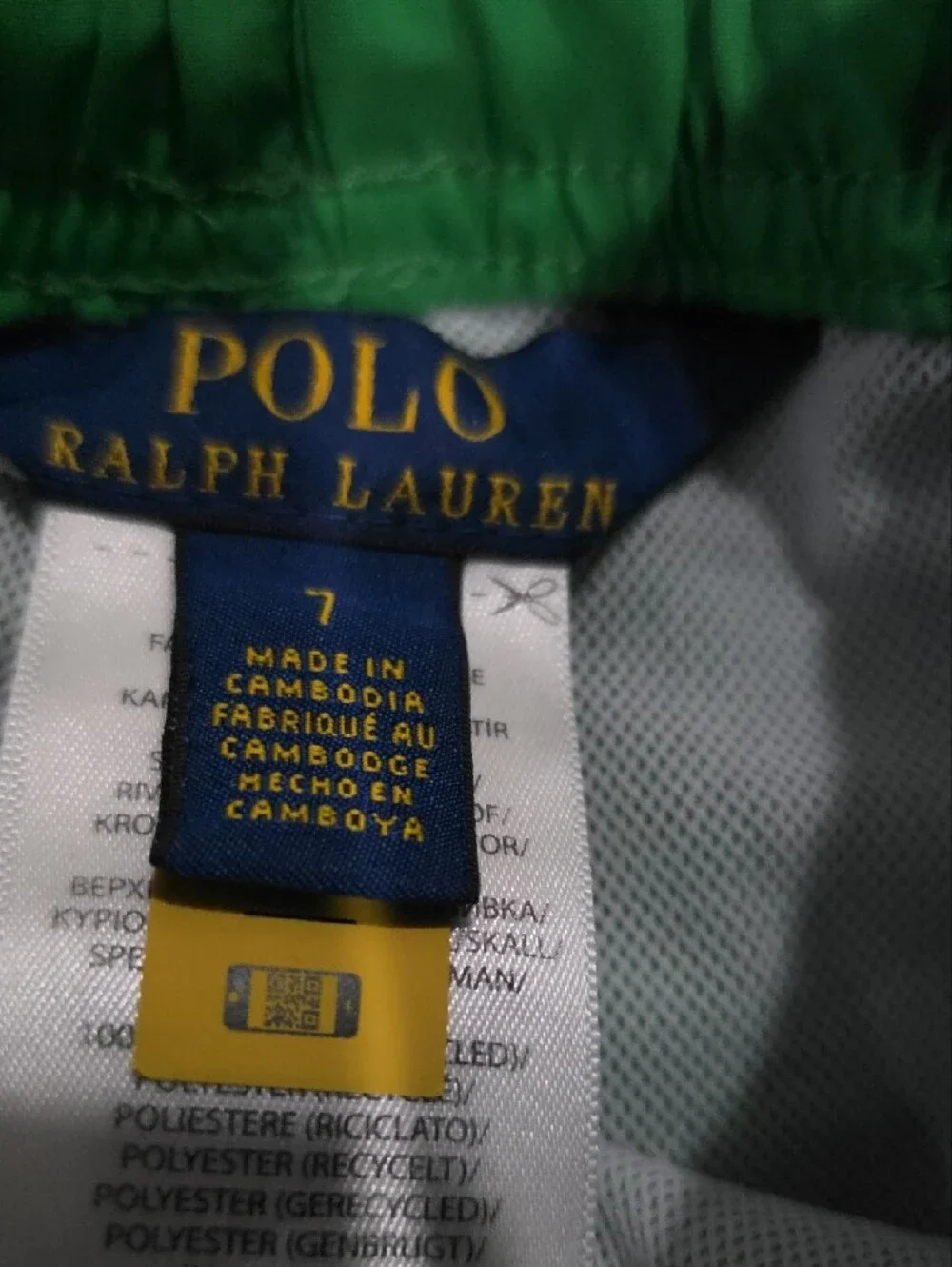 Ralph Lauren Green Kids Swim Rashguard Set with Multicolor Pony Logos